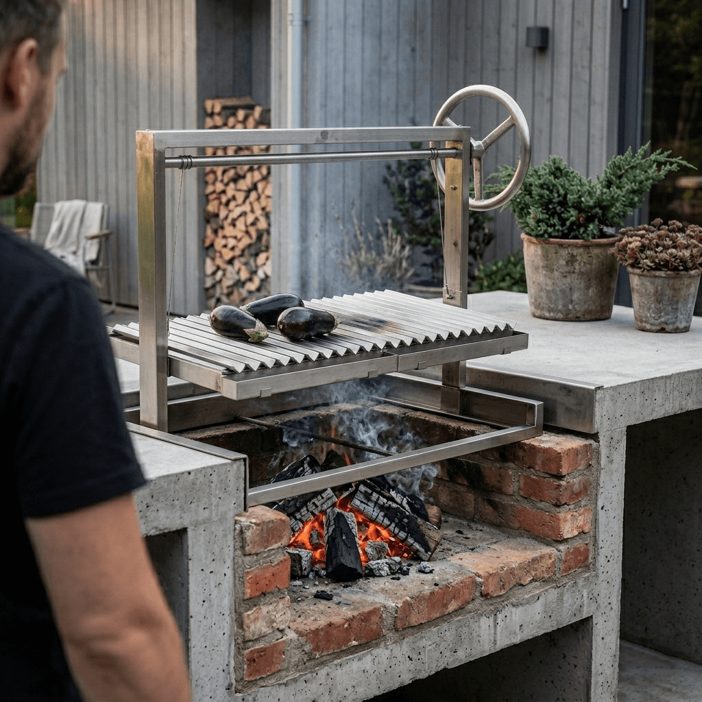 Aubergine över öppen eld